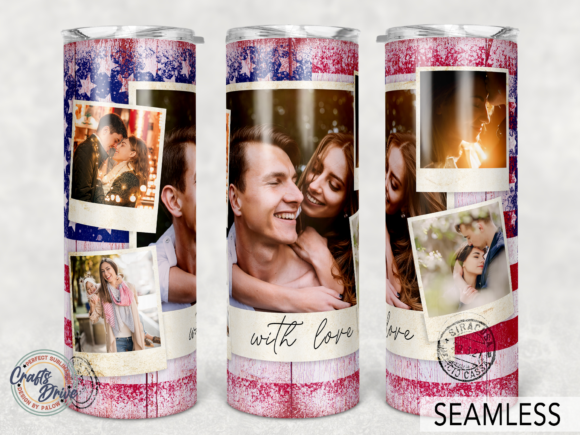 5 Real Polaroid Tumbler, USA Flag: Graphics and Crafts for Digital Sellers