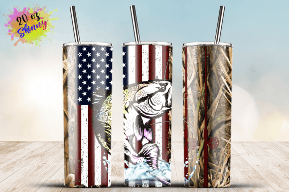 American Flag Camo Fishing 20oz Wrap: Graphics and Crafts