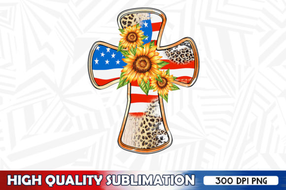 American Flag Cross 4th of July PNG: Graphics & Crafts