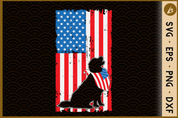 American Flag Dog 4th of July Graphics