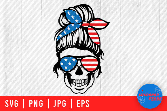 American Flag Mom Skull Svg: Graphics and Crafts for Bold Branding