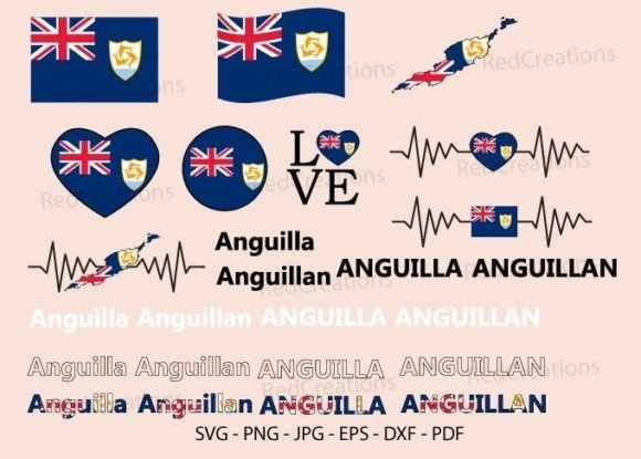 Anguilla Flag Svg Bundle: Graphics & Crafts