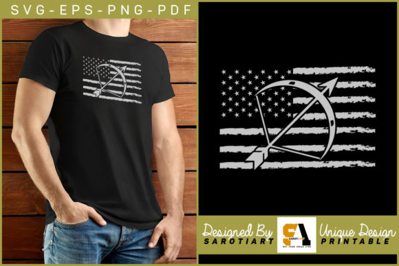 Archery Bow with USA Grunge Flag Design