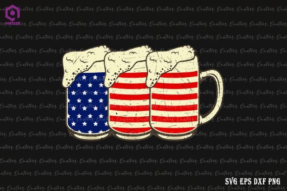 Beer American Flag 4th of July Graphics & Crafts