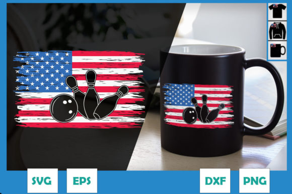 Bowling Pins USA Flag American Bowler