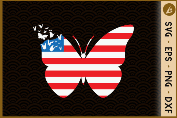 Butterfly USA Flag Cute 4th of July Graphics
