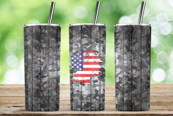 Camo Military Grunge USA Flag Tumbler Graphics and Crafts