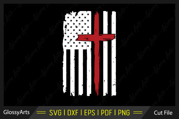Cross American Flag Svg Printable File: Graphics for Crafts