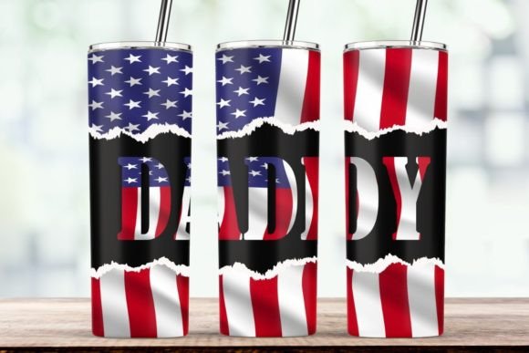 Daddy American Flag 20 Oz Tumbler Wrap