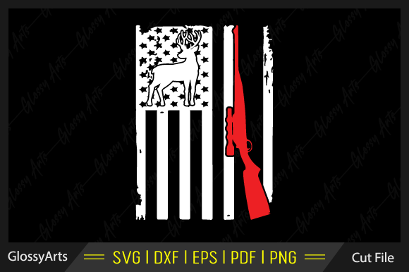Deer Hunting American Flag Svg Cut File: Graphics & Crafts