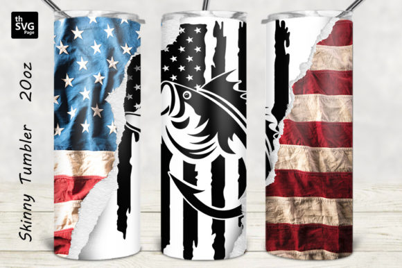 Fishing American Flag Tumbler Design Graphics