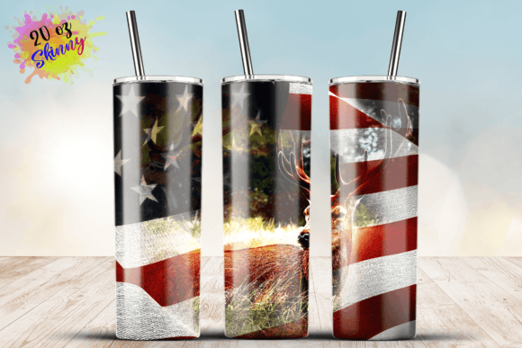Hunting Deer and Flag American Camo 20oz: Graphics and Crafts for Branding