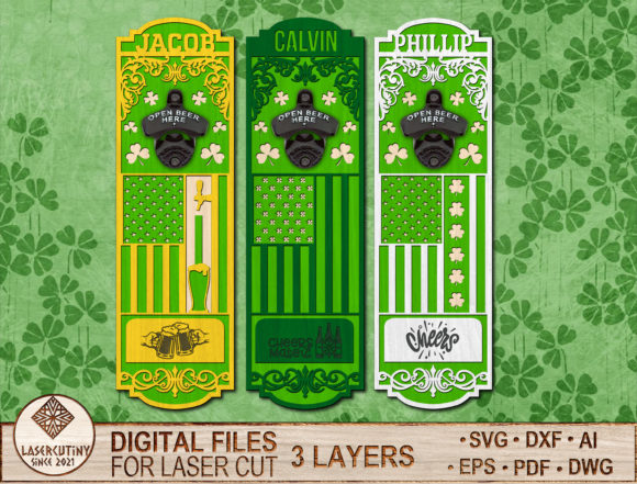 Irish Beer Flag Beer Openers Set: Graphics and Crafts