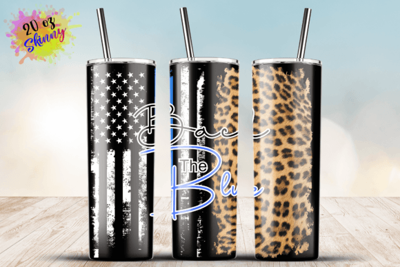 Leopard Blue Line Usa Thin Flag 20oz: Graphics & Crafts for Branding