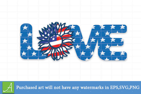 Love, America Flag, Sunflower Graphics & Crafts