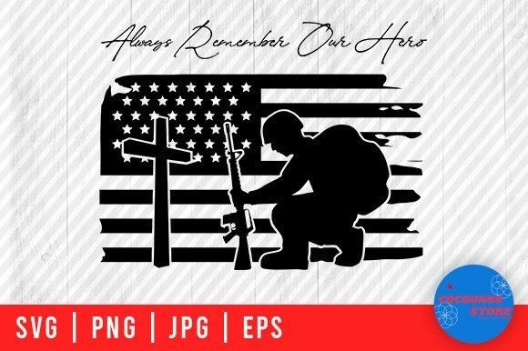 Soldier Kneel on American Flag Svg: Graphics and Crafts