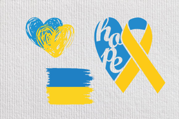 Ukraine Flag Hearts Stop War Support Graphics and Crafts