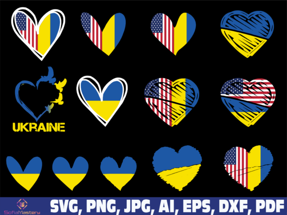 Ukraine Heart Flag
