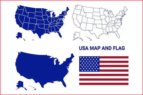 United States of America Map and Flag Graphics for Crafts