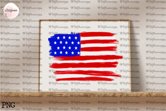 USA Flag Hand Draw Sublimation Design