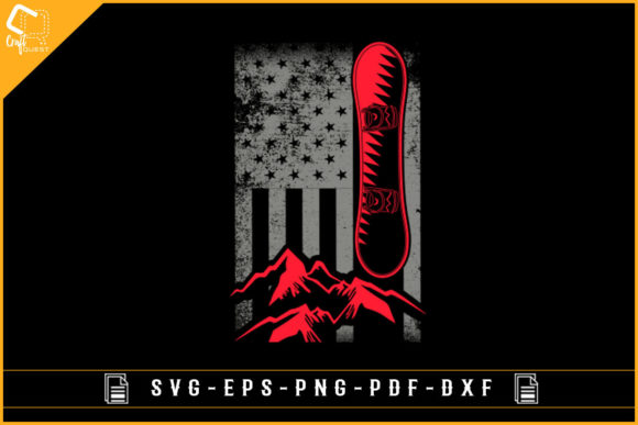 USA Flag with Snowboarding Silhouette Graphics & Crafts