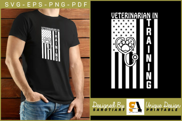 Veterinarian in Training with USA Flag Graphics