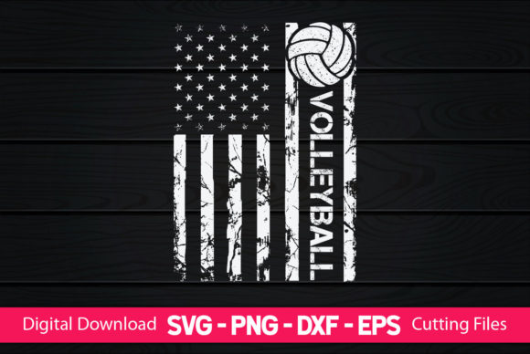 Volleyball American Flag Graphics and Crafts