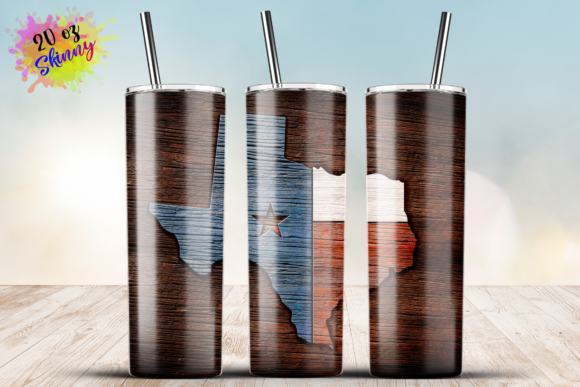 Wood Grain Texas Flag 20 Oz Skinny Wrap: Graphics and Crafts